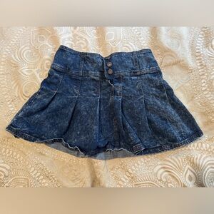 Y2K Denim Pleated Triple Button Jean Miniskirt Size Medium